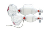 Ambu SPUR II, lichtgewicht ergonomisch ontworpen beademingsballon met masker en controle ventiel, voor eenmalig gebruik, in verschillende maten.