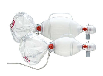 Ambu SPUR II, lichtgewicht ergonomisch ontworpen beademingsballon met masker en controle ventiel, voor eenmalig gebruik, in verschillende maten.