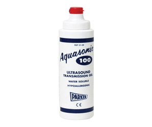 Parker Aquasonic 100 ultrasound gel blauw, wateroplosbaar, hypoallergeen, bacteriostatisch, 250ml.